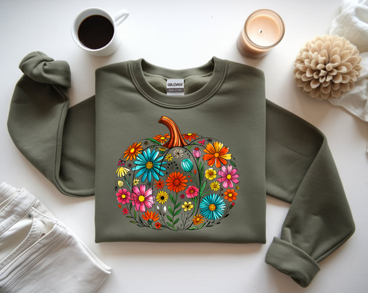 Floral Pumpkin – Colorful Fall Sweatshirt