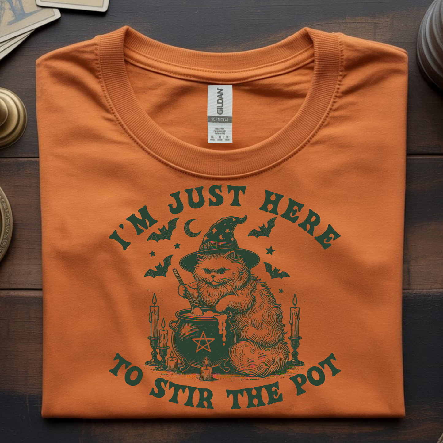 Stir the Pot – Witchy Cat Halloween Tee