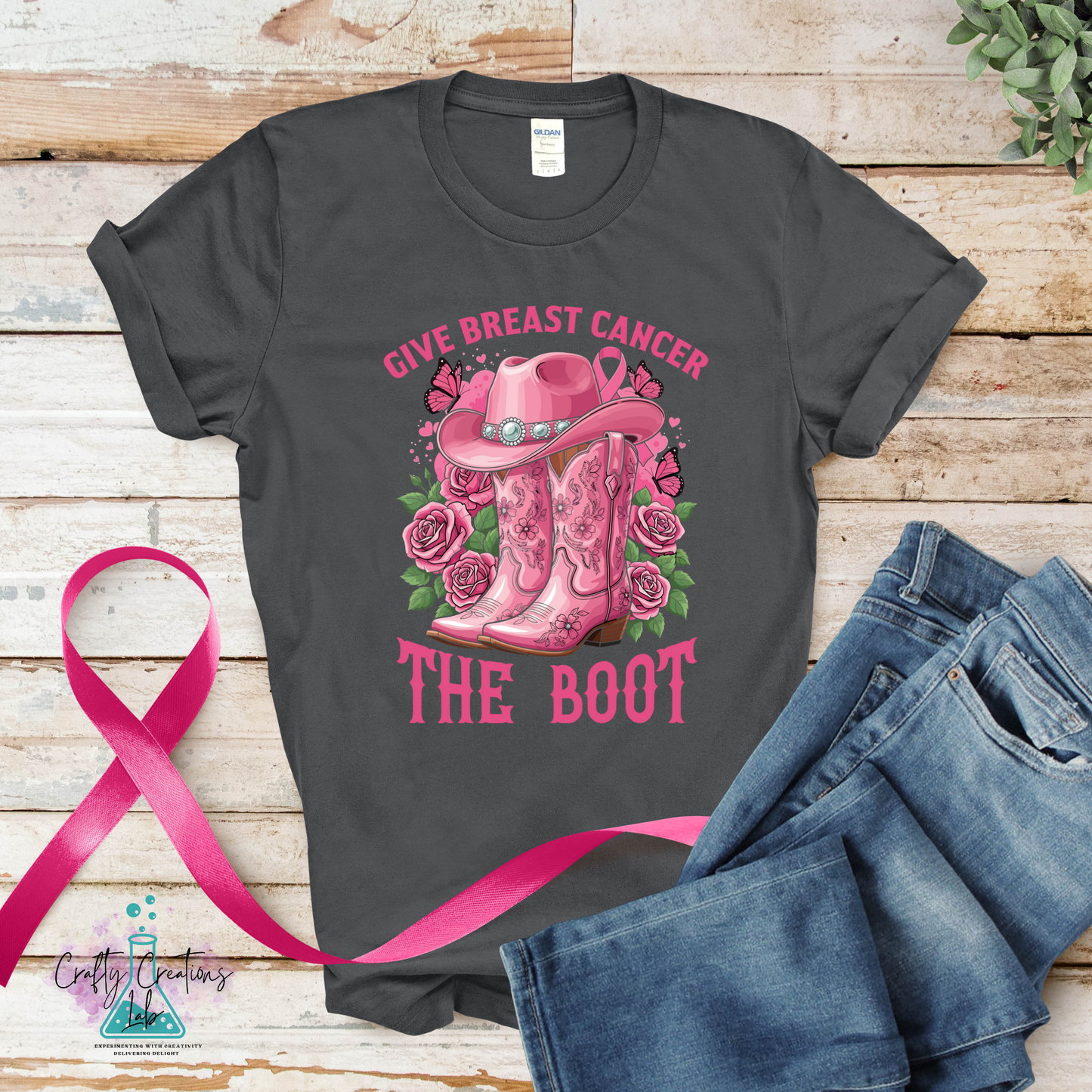 Give Breast Cancer the Boot – Western Awareness Tee