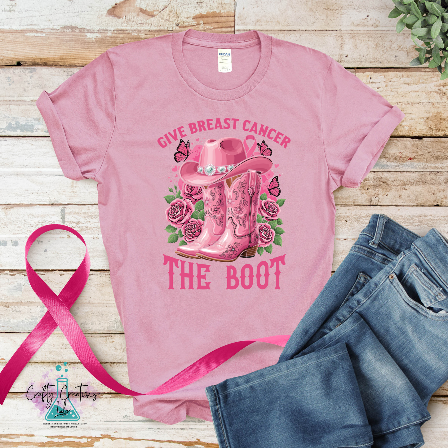 Give Breast Cancer the Boot – Western Awareness Tee