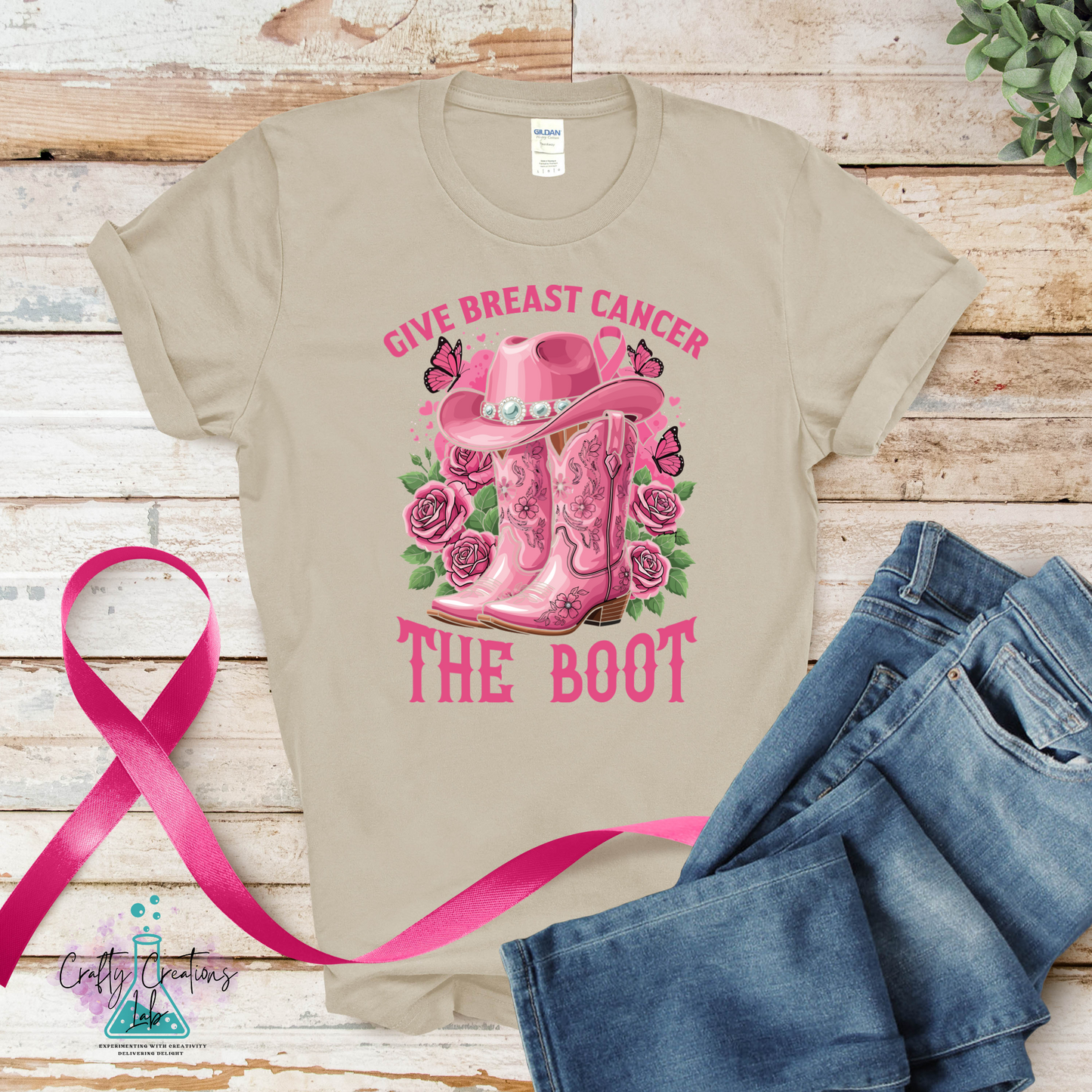 Give Breast Cancer the Boot – Western Awareness Tee