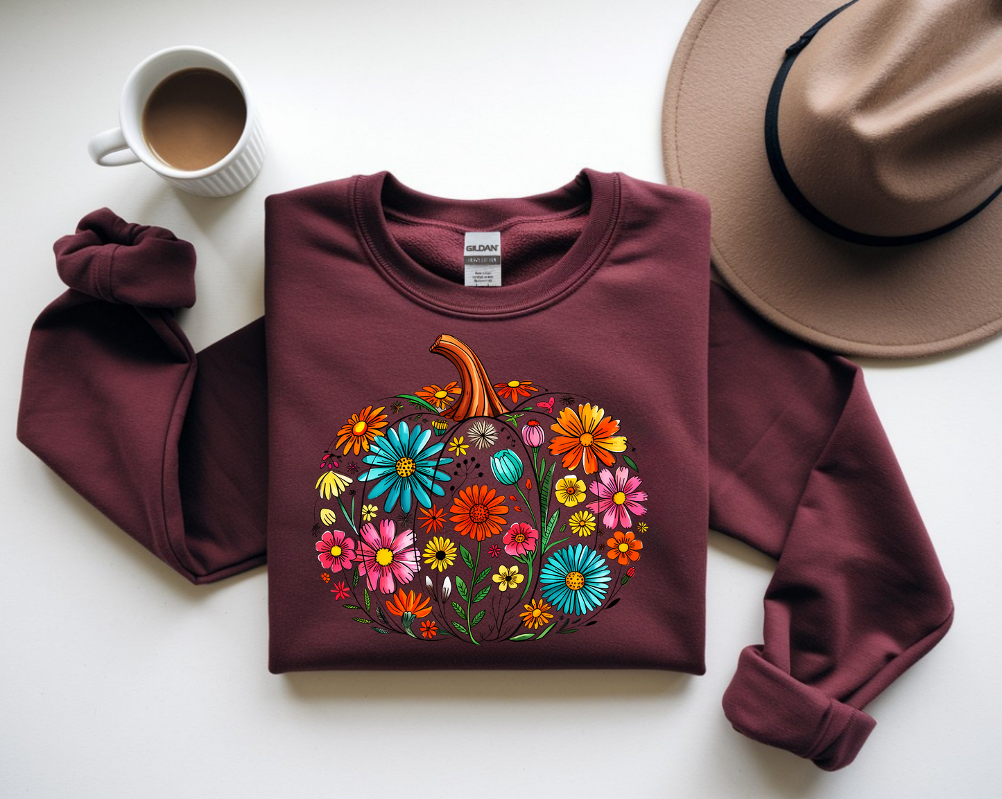 Floral Pumpkin – Colorful Fall Sweatshirt